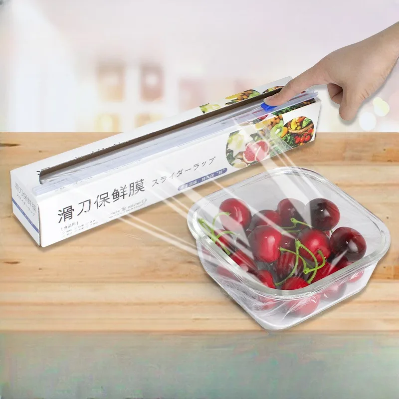Slider Cling Film Food Grade Slider Convenient Cutting Large Roll Kitchen Household Cutting Box Economical and Practical Set