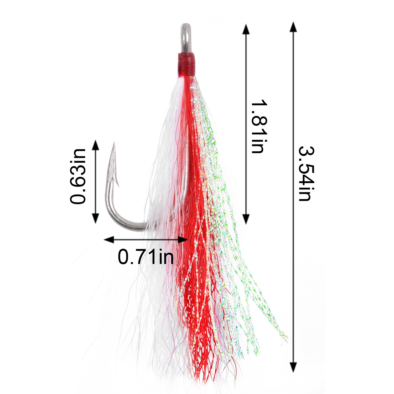 5Pcs Bucktail Teasers Fishing Hooks Stainless Steel Hook And Fishing Plugs Lures Buck Tail Jig Lures Rig For Catfish Bass: Red-5Pcs