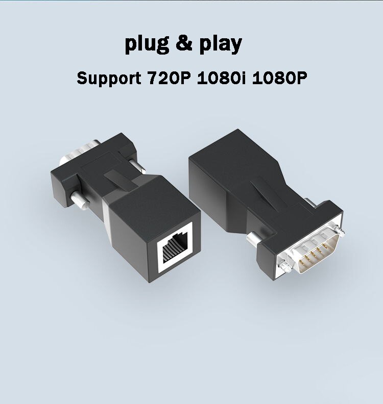 VGA Extender Male to LAN CAT5e/6 RJ45 Network Ethernet Cable Up to 20M Female Adapter VGA UTP for PC Laptop Computer Projector