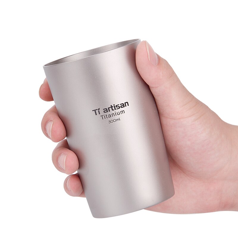 Tiartisan Outdoor titanium beer mug portable double insulated coffee mug tea drinking mug double wall 300ml