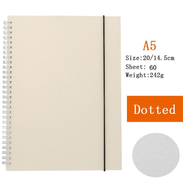 Hethrone A5 A6 Losse Blad Notebook Spiraal Bindmiddel DOT Blank Grid Papier Wekelijkse plan Papier Briefpapier Voor School Kantoor Notepad: B