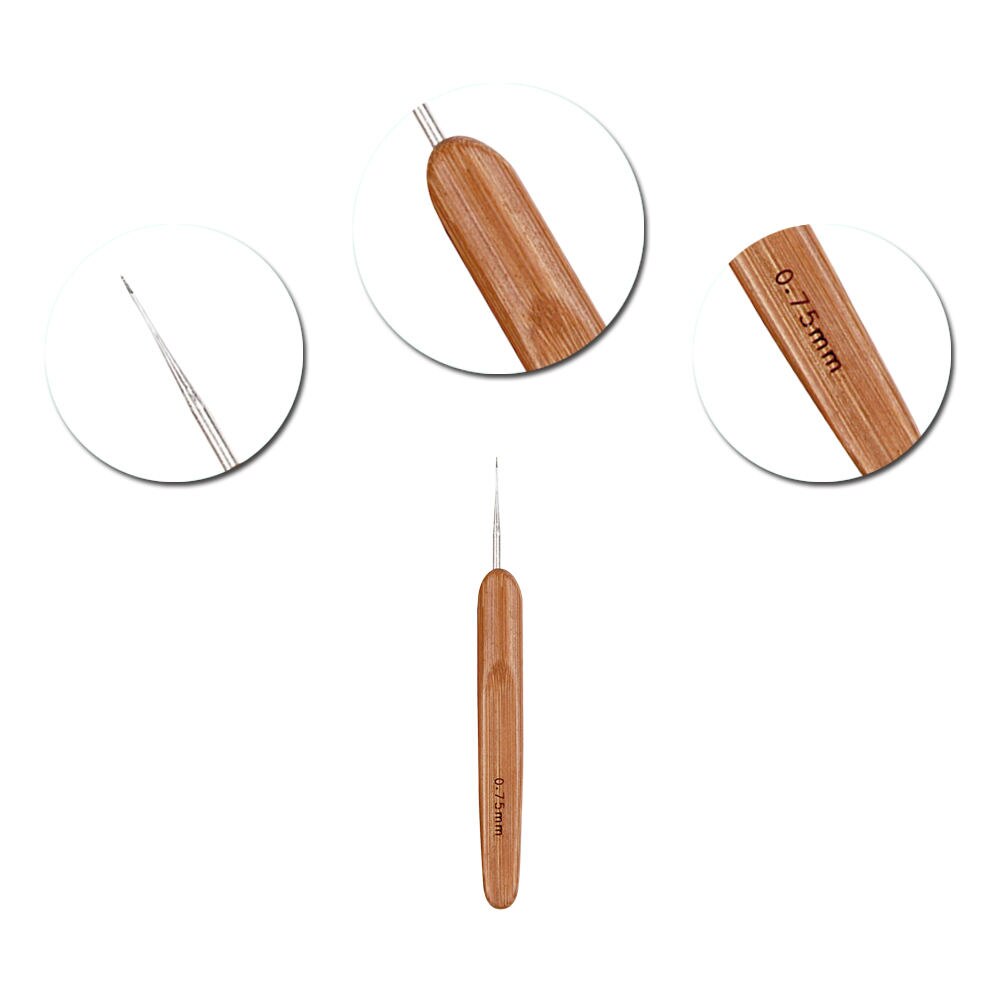 Weaving Latch Hook Dreadlock Crochet Sew Wig Hair Needle For Micro Braids Tools bamboo + metal