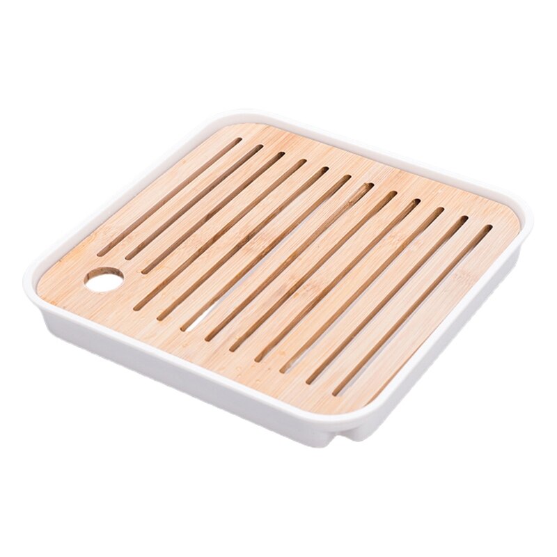 Square Simple Dry Soak Tea Tray Eco-Friendly Wooden Drainage Water Storage Board Mar-18: 8FF200291-W