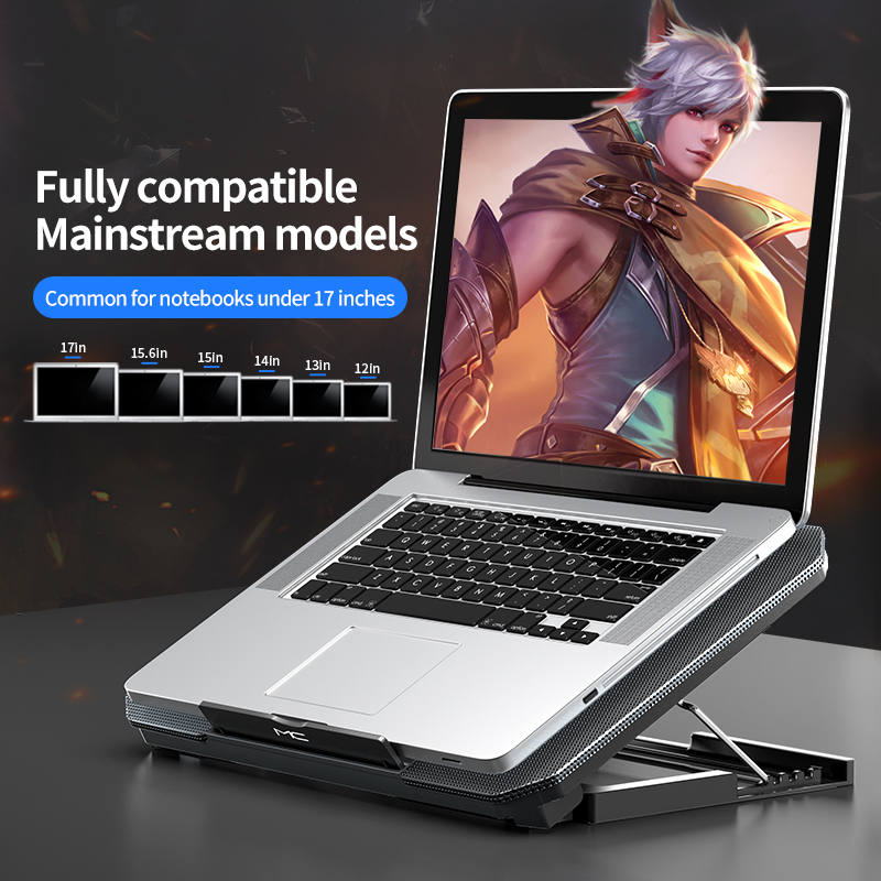 Q100 17 zoll Gaming Laptop Kühler Lüfter Led-bildschirm Zwei USB Port 2600 RPM Laptop Cooling Pad Notebook Stehen Für Laptop fan kühler