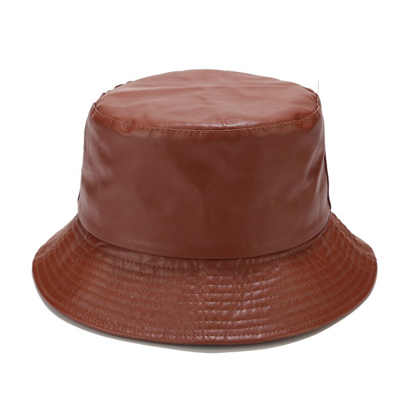 Ensfarvet pu spand hat fisker hat udendørs rejse hat sol cap hatte til mænd og kvinder 137: Brun
