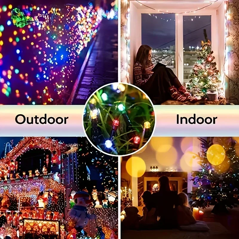 Wasserdichte solarbetriebene 50/100 LED funkelnde Lichterketten, 8 Modi LED-Leuchten für Garten, Weihnachten, Hochzeit, draussen-Dekoration