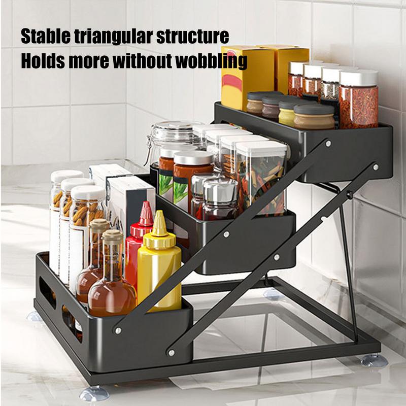 Organizador de condimentos para encimera, organizador de condimentos de tres capas, estante escalonado, organizadores de condimentos y gabinete ajustable de almacenamiento