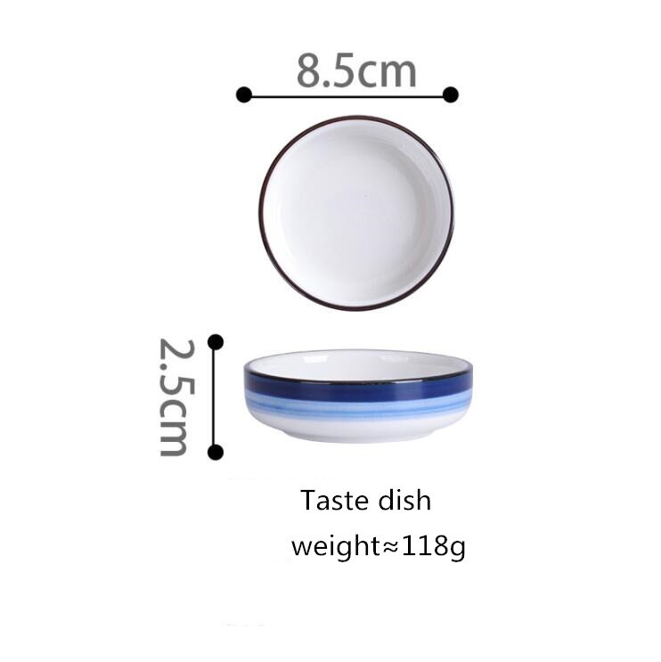 Assiette de cuisine en céramique | Assiette à dîner, dégradé bleu service de table, plats alimentaires, riz salade nouilles bol soupe outil de cuisine 1 pièce: 8.5 cm taste dish