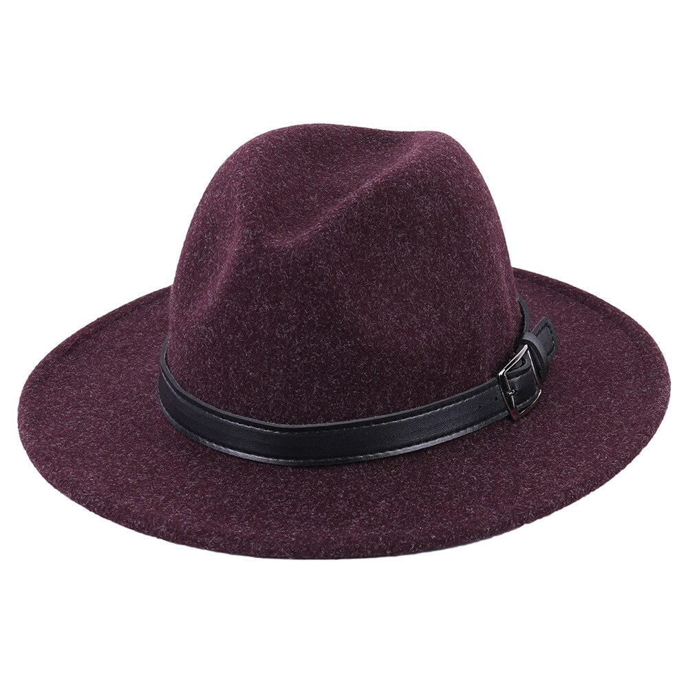 Klasyczny jazzowy kapelusz mały wiosenny i jesienny damski kaszmirowy cylinder kawy z brytyjskim męprzejrzeć kapeluszem: purplish czerwony