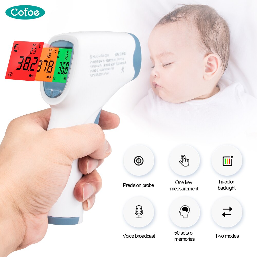 Thermomètre frontal infrarouge 2 en 1 pour bébés et adultes, sans Thermomètre frontal infrarouge 2 en 1 pour bébés et adultes, sans