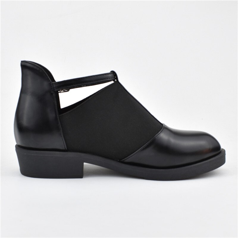 Odetina Mode Dames Casual Platte Schoenen Met Gesp Vrouwen T-strap Enkelbandje Flats Ronde Neus Lente Herfst Schoenen big Size 43