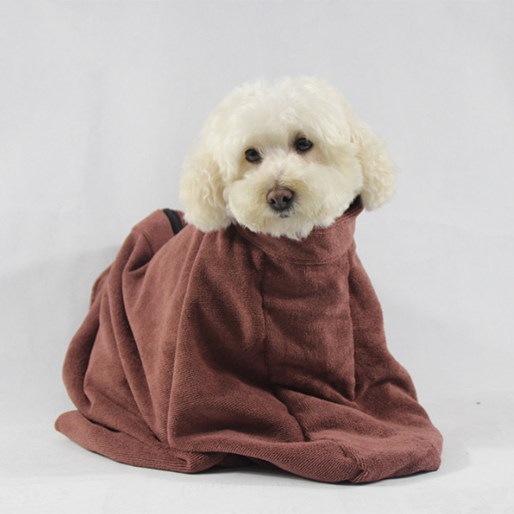 Hund badekåbe kæledyr speciel badekåbe polyester badehåndklæde superabsorberende vand lynlås lås tørre håndklæde