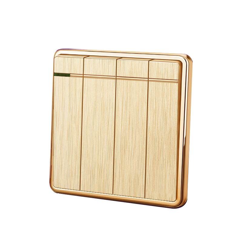 Luxury Brushed Wall Switch 1/2/3/4 Gang 2 Way Champagne Gold Switch PC Panel Interruptor Push Button Switch 10A Household Tool: 4 Gang 2 Way