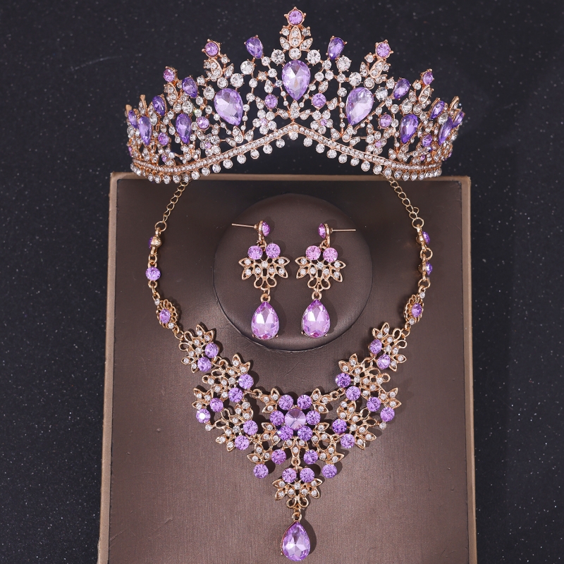 Ensemble de bijoux en cristal baroque pour patients, biscuits, diadème de Rh, diadème pour femmes, accessoires pour cheveux de mariage: Rhodium plaqué