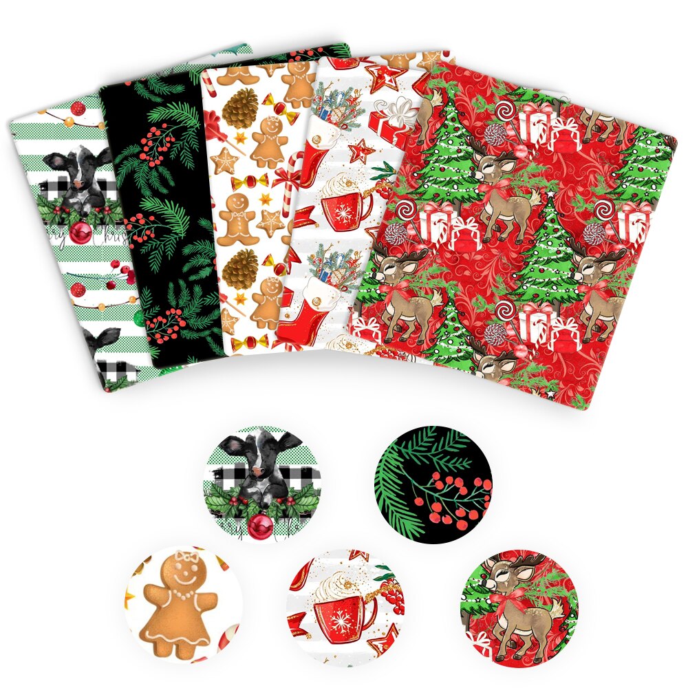 50*140cm 5 diseños/juego, medio metro Navidad poliéster algodón Fabic set hogar textil costura acolchado ropa DIY,c12649: 1111621001