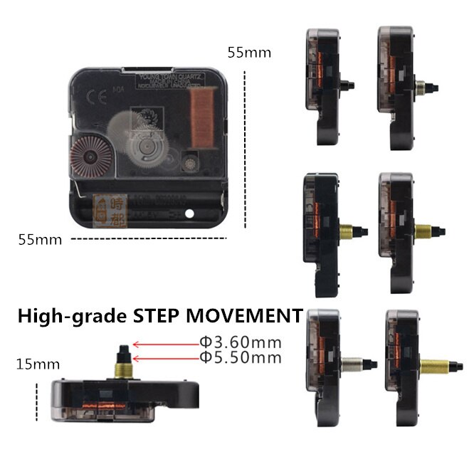 Precision shaft Silent Wall Clock Quartz Movement Mechanism DIY Wall Clock Quartz Clock with black/gold/silver Hand
