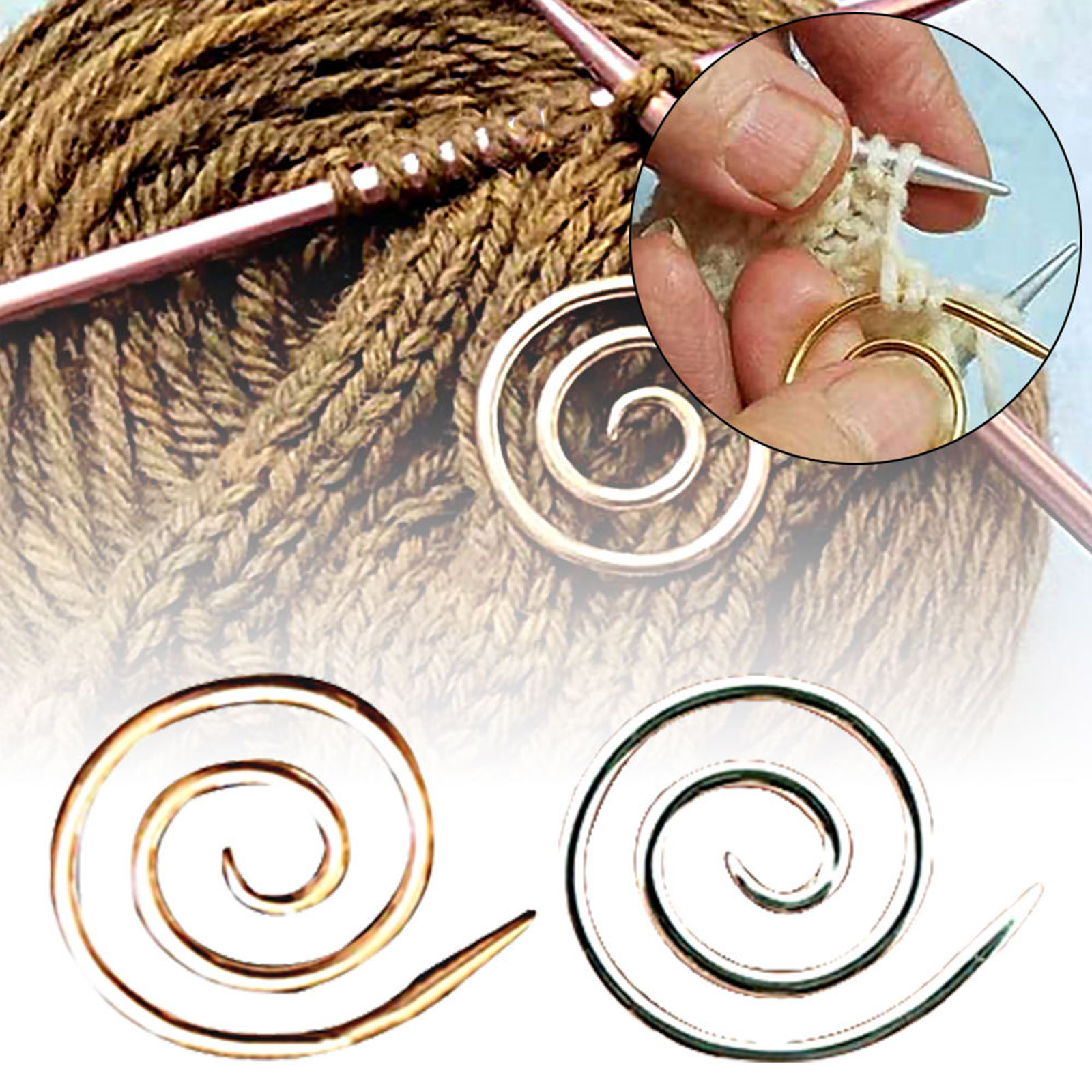 thumbnail image 2 of 3PCS Spiral Cable Knitting Needles - Stainless Steel Cable Needles For Knitting & Crochet 2 of 14