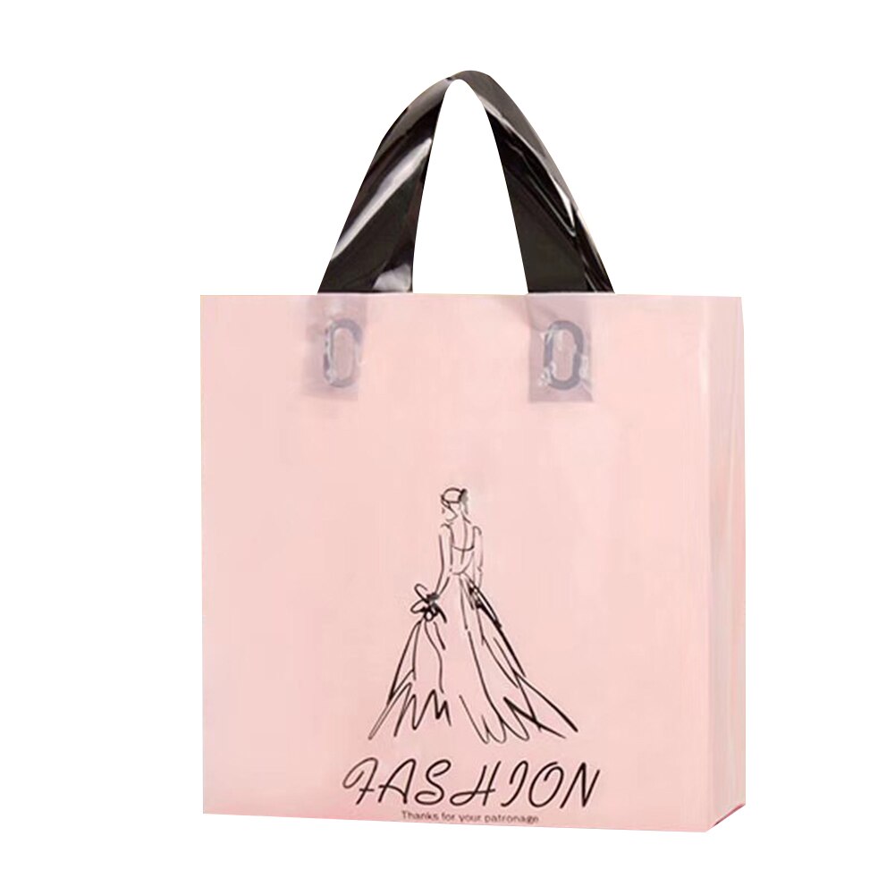 50pcs/lot Colorful Plastic Shopping Bags With Handle Boutique Clothes Packaging Bag Plastic Handbags