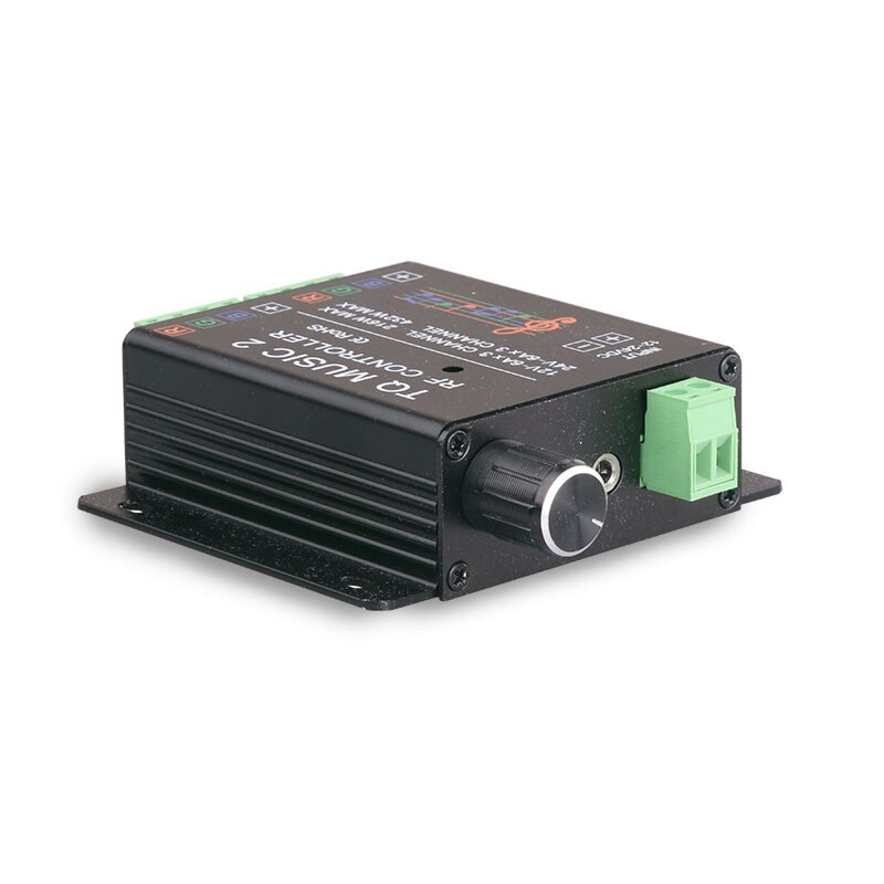 DC12V DC24V LED RGB strip light controller with music rhythm control function, 2.4G RF remote controller, with AUX input