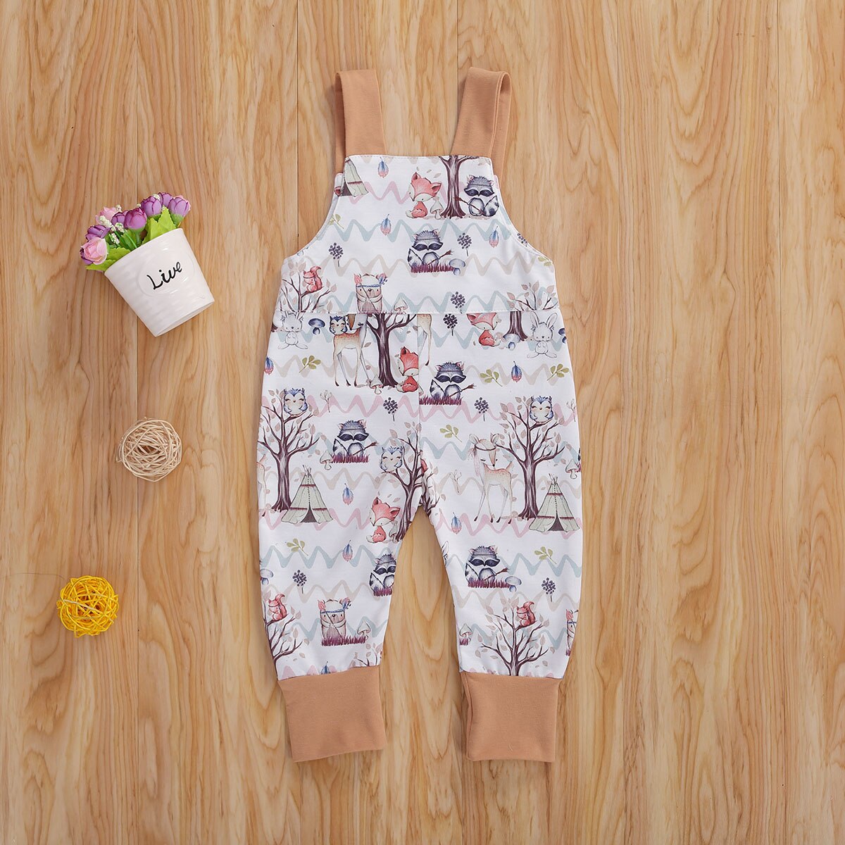 0-4Y Baby Baby Jongens Meisjes Rompertjes Cartoon Herten Print Mouwloze Knop Overalls Broek