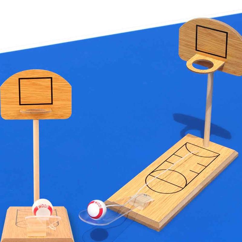 Wooden Basketball Game Mini Desktop Tabletop Portable Travel Office Game Set Indoor Outdoor Fun Sports Novelty Toy