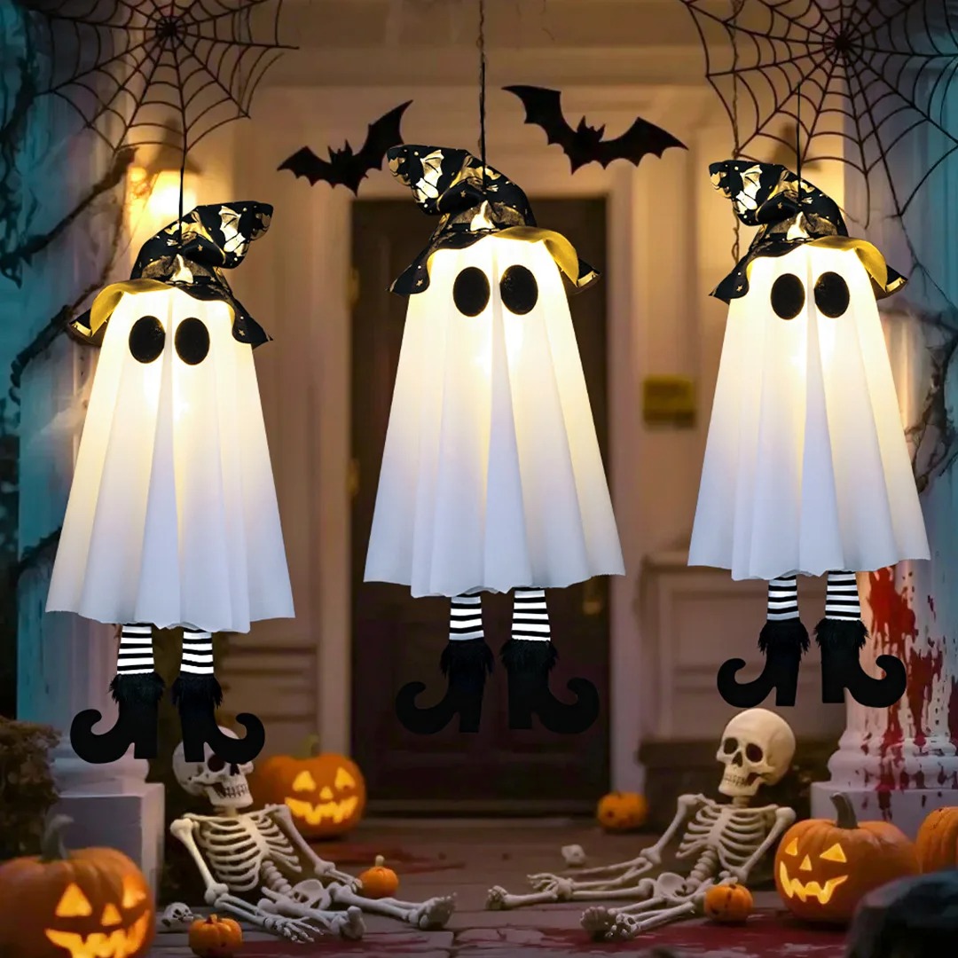 1/3/5PCs LED Glow Heks Ghost Party Halloween Decoratie voor Thuis Binnen Buiten Spookhuis Bar horror Opknoping Hanger Props: Khaki
