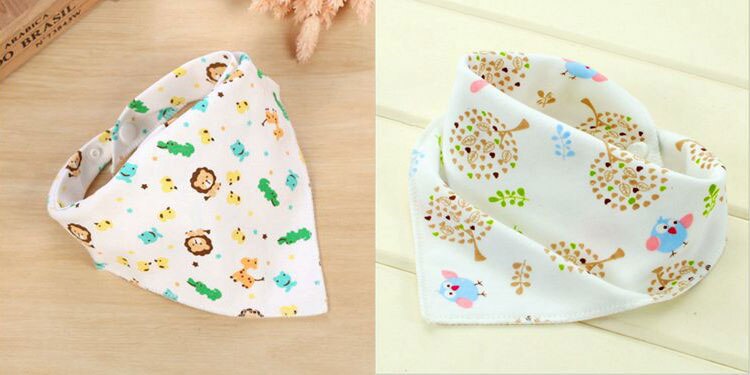 2Pcs/Set Muslin Baby Bibs Burp Double Layer Cotton Saliva Towel Bandana Newborn Scarf Infant Triangle Scarf Bib Apron: 01