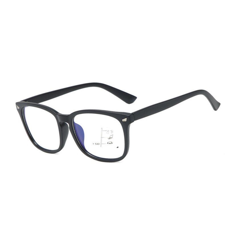 seefly Progressive Multifocal Computer Reading Glasses Blue Light Blocking Large Frame Intelligent See Far And Near Eyeglasses: +150 / Black