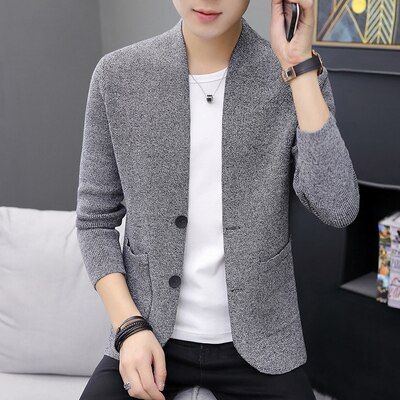 Zongke solid cardigan herr kläder stickad tröja herr kläder tröjor herr cardigan 2022 spring m -2xl: Grå / Kinesisk storlek xxl