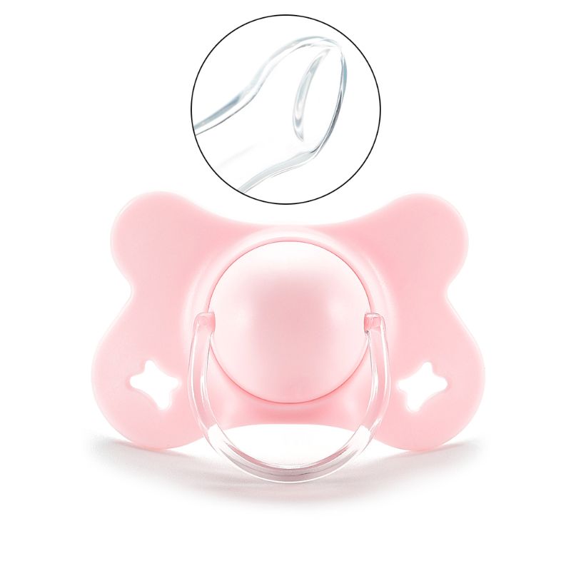 Chupete de silicona para bebés con tapa, forma de mariposa, redondo y plano, para dormir, morder, masticar: 6