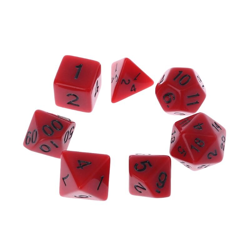 7 Pcs Acrylic Red Dice Black Points D4 D6 D8 D10 D12 D20 KTV Bar Nightclub Entertainment Tools Adult Toys N30 20