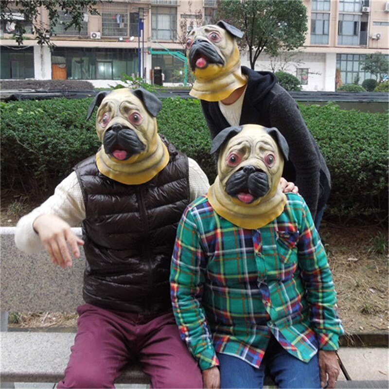 Masques d&#39;halloween fête Cosplay Shar Pei chien | Masque en Latex, accessoire Costume pour adulte, masque carlin, masque chien mignon décoratif d&#39;halloween cpw31