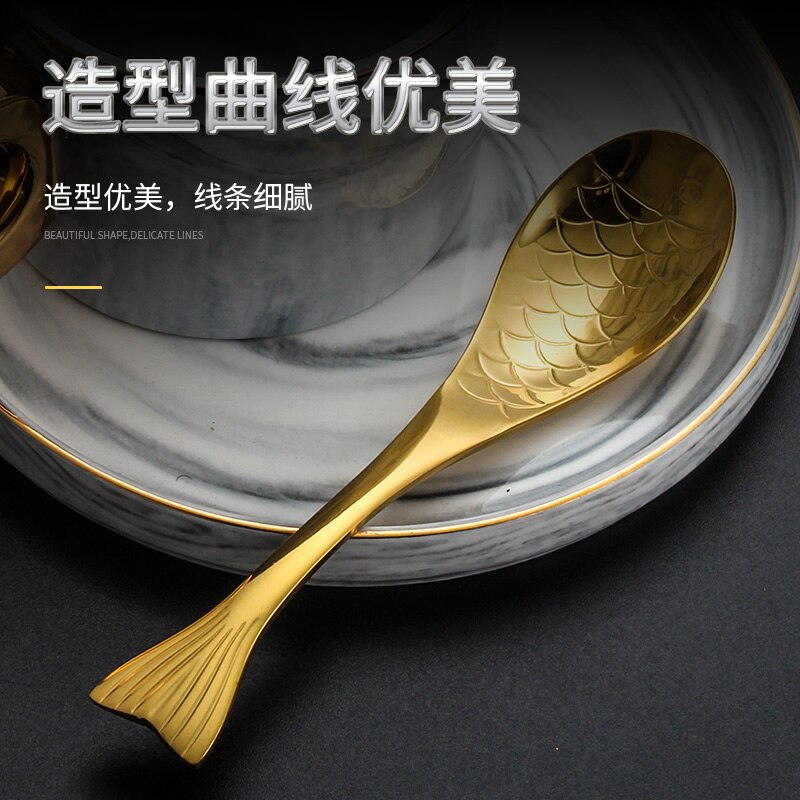 304 rostfria sked mini dessert kaffe honung matlagningsskedar små koreanska barn guld soppskedar set kökstillbehör