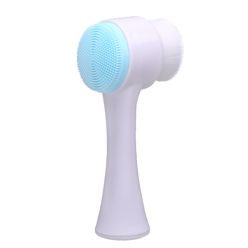 Brosse de nettoyage du visage Double Silicone 3D, Massage manuel, brosse pour le visage, exfoliant à poils souples, brosse de lavage du visage Double face: Black