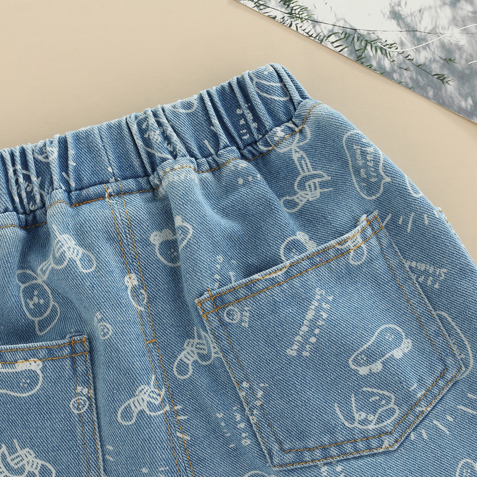 2022 0-6Y Toddler Baby Boy Denim Pants Cartoon Dog Letter Print Elastic Waist Kids Summer Short Jeans Bottoms