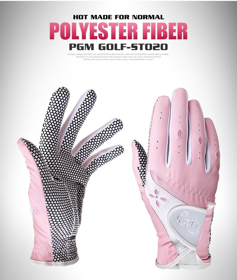 PGM – gants de Golf antidérapants pour femmes, 1 paire, main gauche et main droite, gants de sport de plein air respirants pour dames: Rose / 18