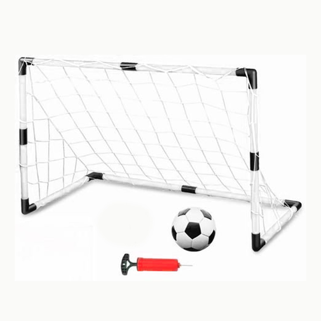 2 sets doe-het-zelf kindersport voetbaldoelen met voetbal en pomp oefenwedstrijd voetbalpoort doe-het-zelf wit voor kinderen