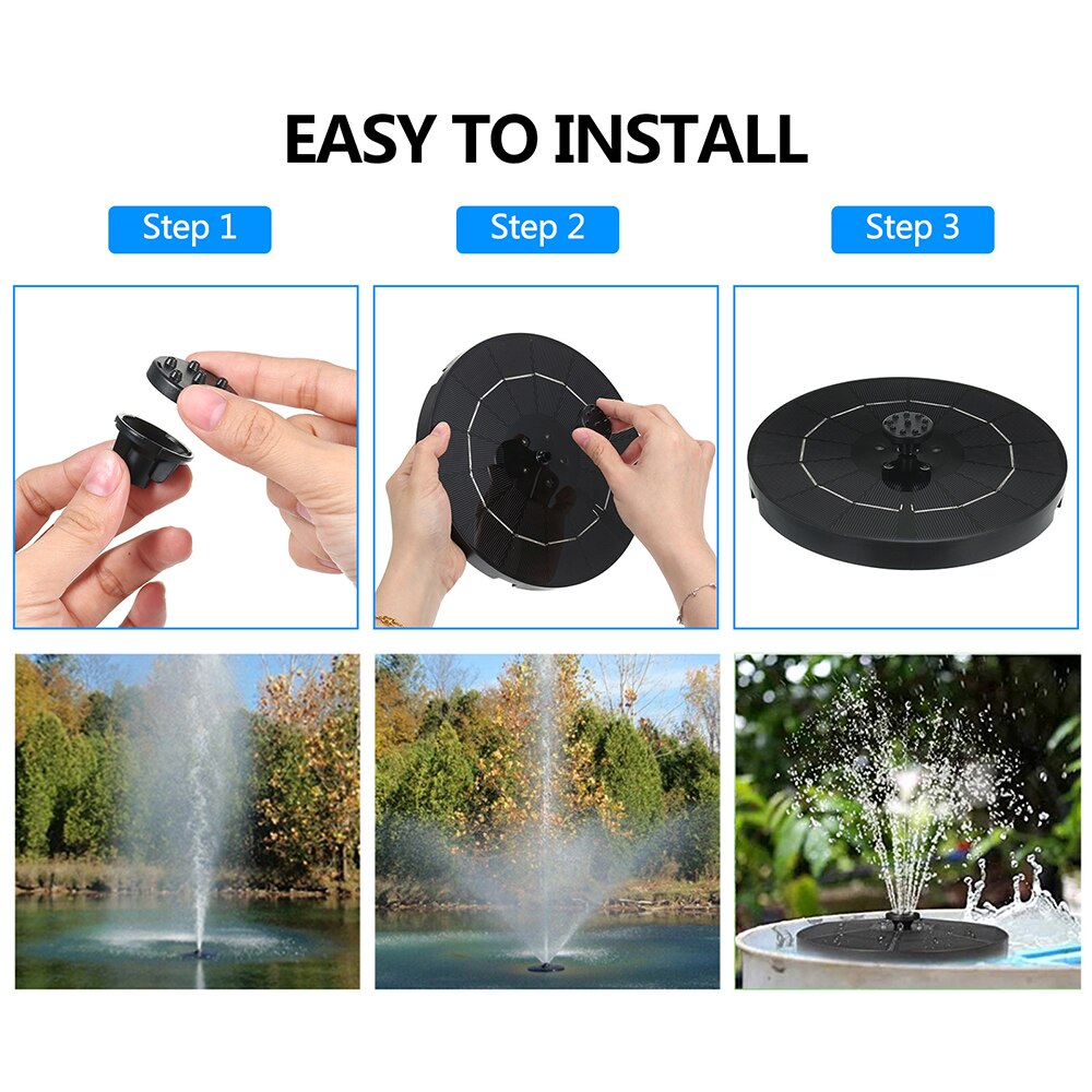 Solar Fountains 6pcs Different Sprinkler Landscape Garden Decoration Pond Water Circulation Bird Bath Photosensitive Lighting