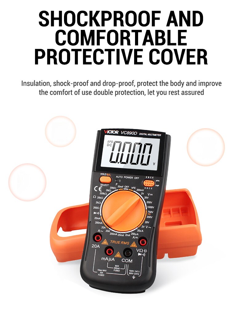Multimètre numérique haute précision VICTOR VC890C multimètre numérique universel automatique Compact et facile à utiliser