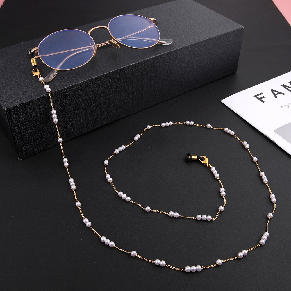 Skyrim Chic Pearl Beaded Glasses Chain Women Sunglasses Chains Lanyards Neck Strap Rope Reading Eyeglasses Cord: D-Gold