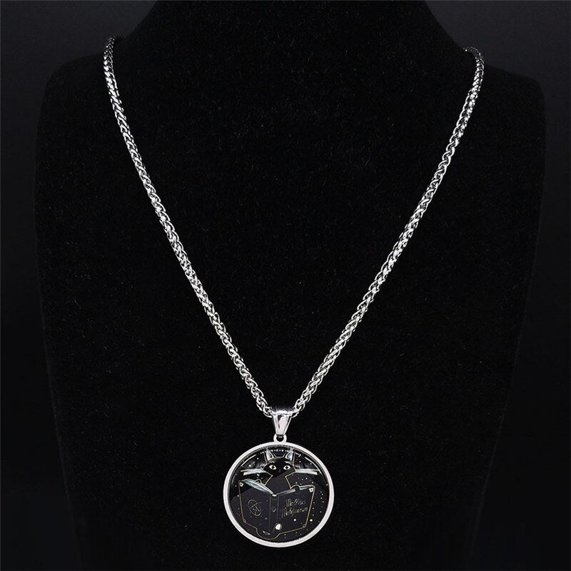 2020 nuovo Libro Magico Gatto Collane in Acciaio Inox per Le Donne di colore Argento collana di Dichiarazione A Lungo Dei Monili collana uomo NJ40S02