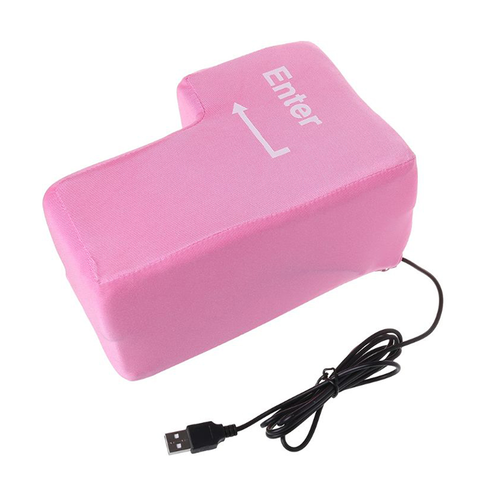 USB Big Input Key Computer Breathable Button Pillow Office Desk Pressure Release Device Decompression Suitable for PC PXPA: Pink