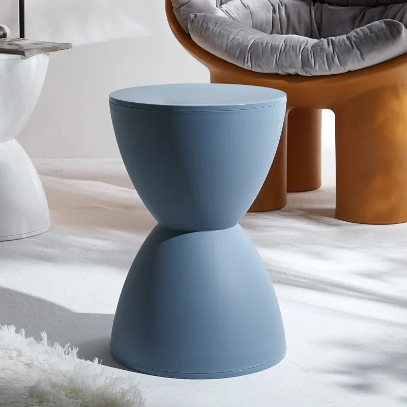 Taburete nórdico redondo para sala de estar, moderno, informal, Simple, grueso, bajo para el hogar, taburete de Príncipe, zapato , reloj de arena, apartamento, barbacoa: Caqui oscuro
