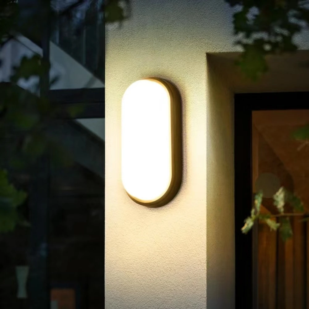 Oval vægbelysning 12w moderne led udendørs overflademonteret vandtæt badeværelse veranda væglampe gang
