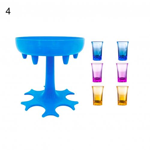 Distributeur De Boissons Rotatif Vintage - 6 Verres Colorés - Pompe Chromée - Barware