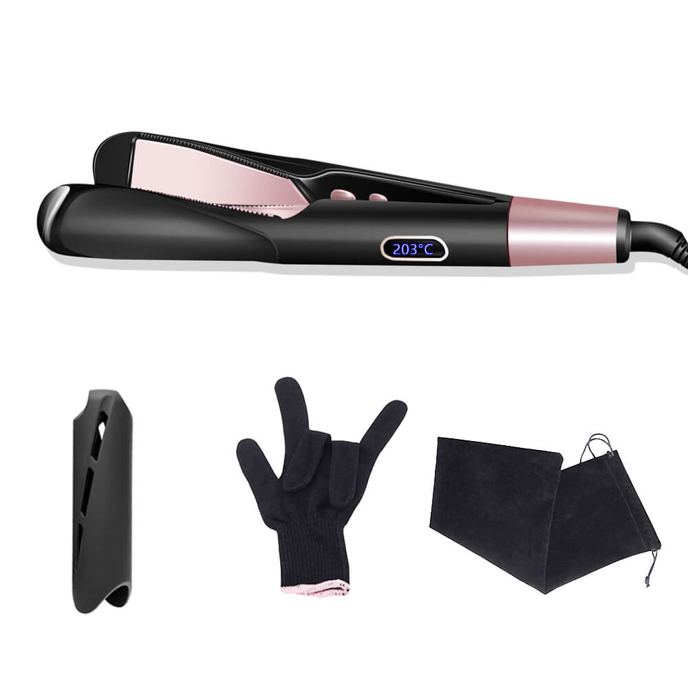 Hair Straightener Curling Iron 2 in 1 Tourmaline Ceramic Twisted Flat Iron With LCD Digital Display & Auto Shut-Off