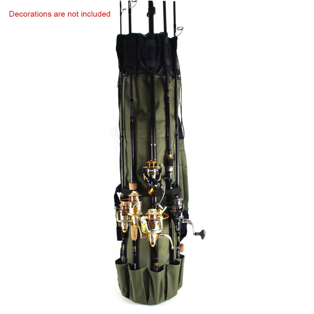 Waterproof Fishing Rod Bag Cylindrical Shape Nylon Fishing Bags Portable Large Capacity Multi Use Tackle Tools Storage Case Bag: Green