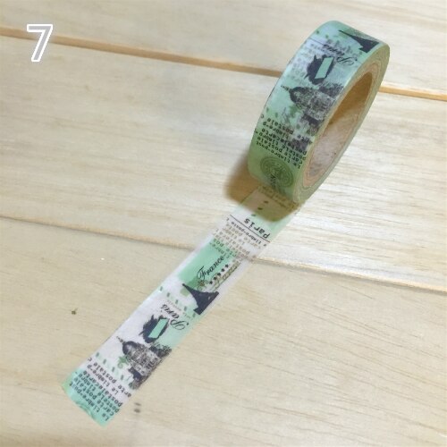 Mooie 15mm * 10 m washi papier tape/Tinge groene Frankrijk amoureuze gevoelens view masking japan washi tape