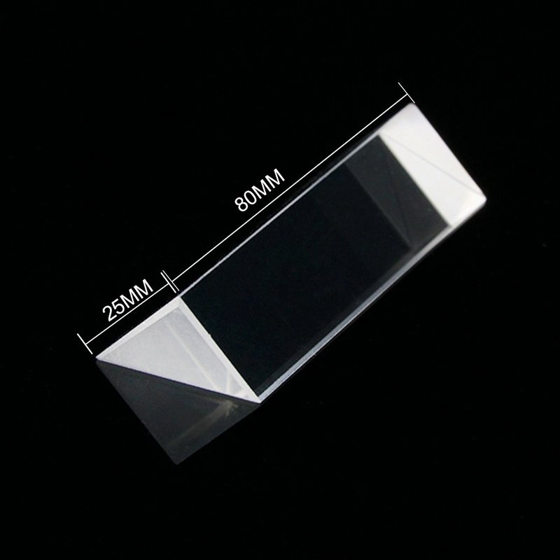 25x25x80mm Triangular Prism BK7 Optical Prisms Glass Physics Teaching Refracted Light Spectrum Rainbow Children Students