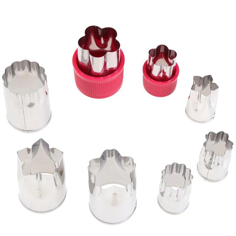 Set van 8 stuks groentesnijders, diy koekjesvormpjes, bloemvormpjes voor kinderen, traktaties, voedselvormpjes en fruitvormpjes.